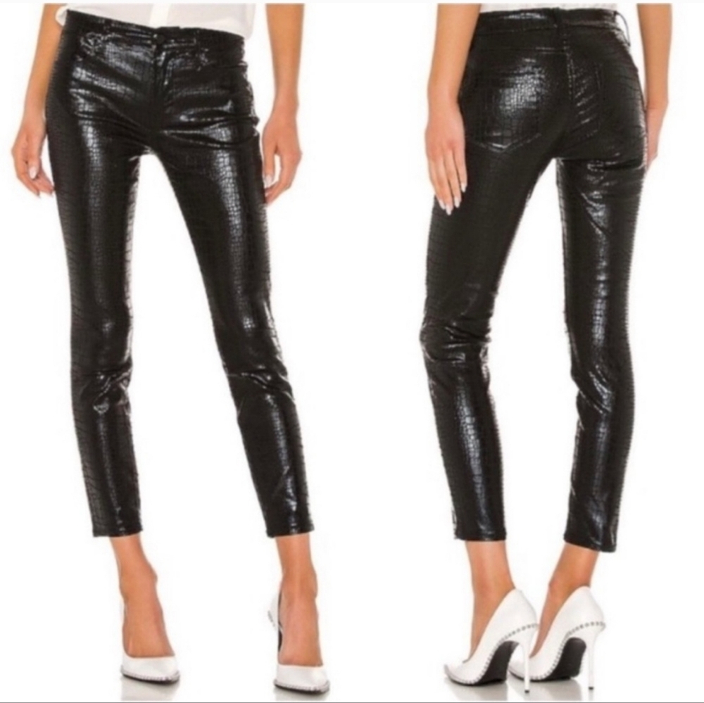 Frame Le High Skinny Noir Croc Black Size 27